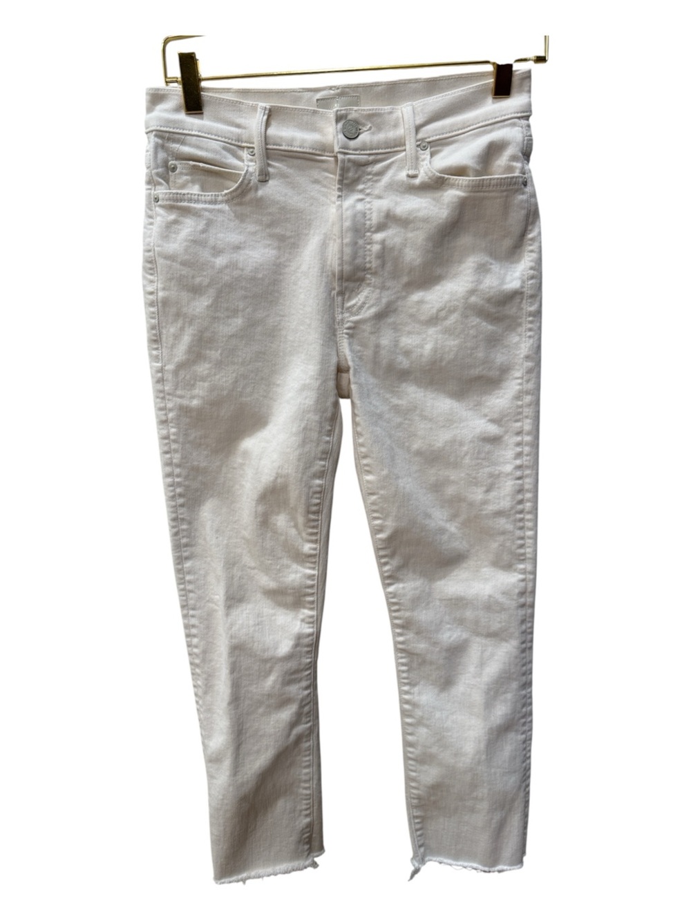 MOTHER The Rascal Crop Fray Jeans in Cream Puffs - Size 27